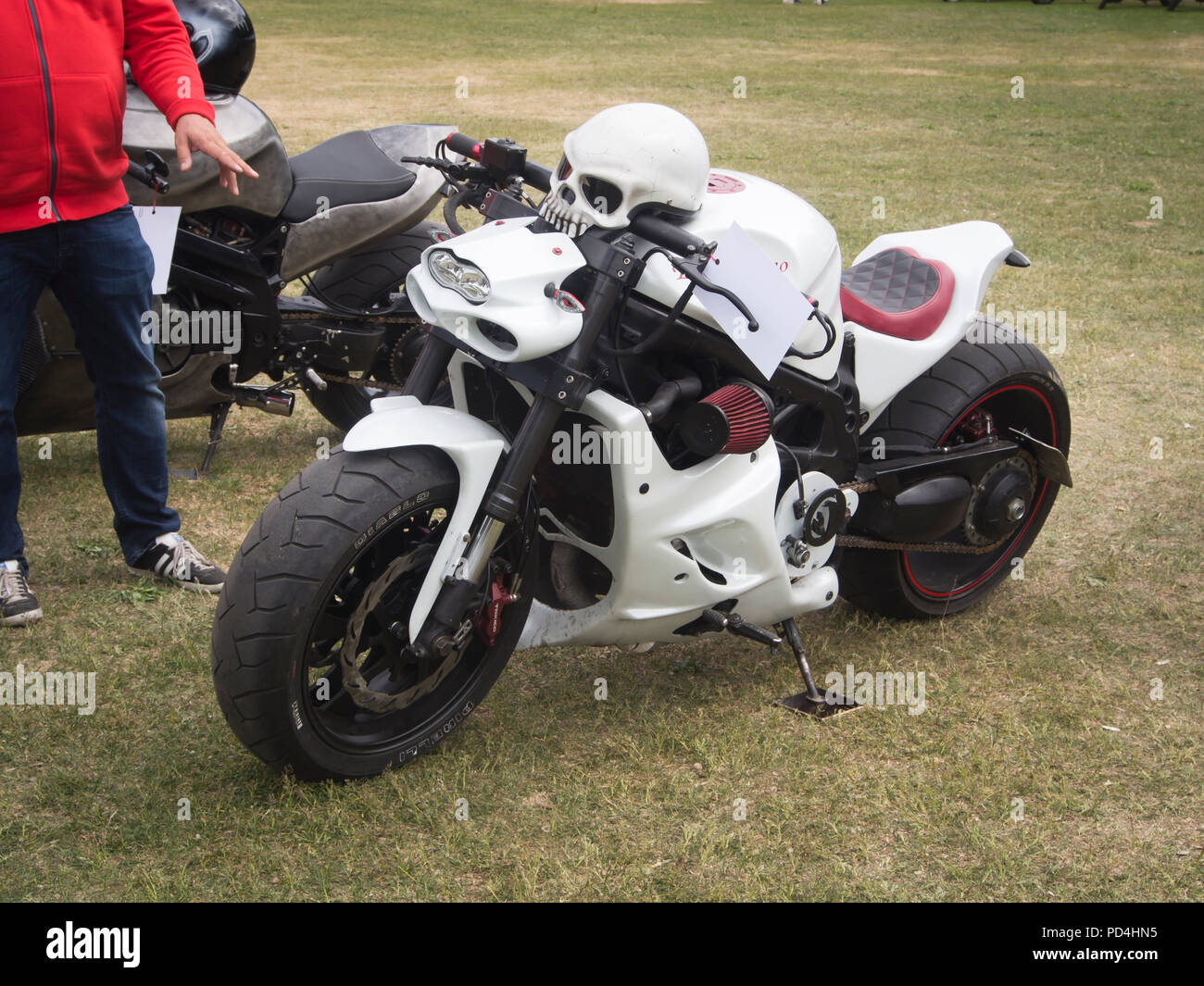 Helsinki Bike Show 2018 eine große Versammlung in der meripuisto Park mit vielen verschiedenen Motorräder zu genießen Stockfoto