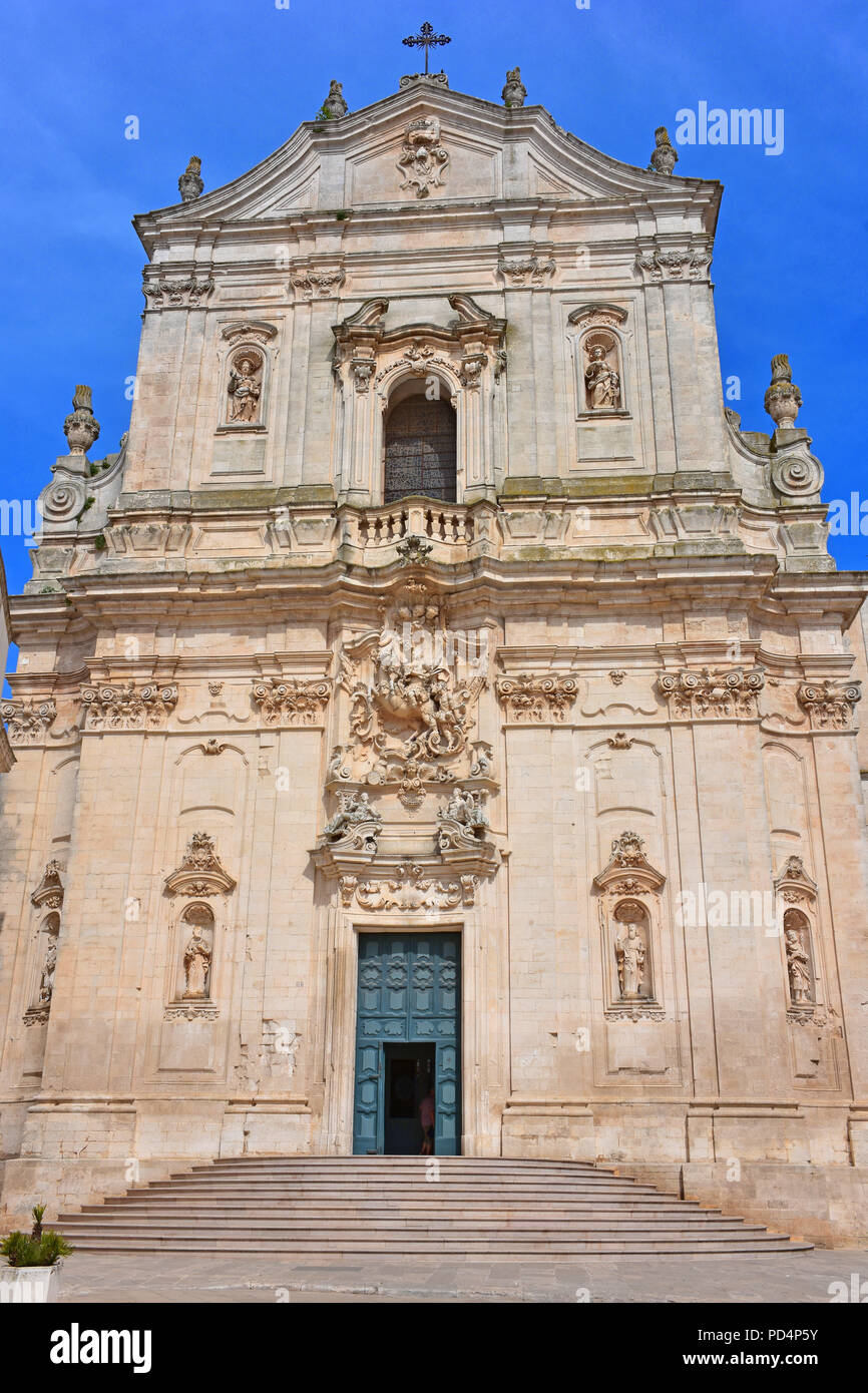 Italien, Region Apulien, Martina Franca, historischen mittelalterlichen Zentrum in der Mitte des Valle d'Itria. Fassade der Basilika von San Martino, in barockem Stil Stockfoto