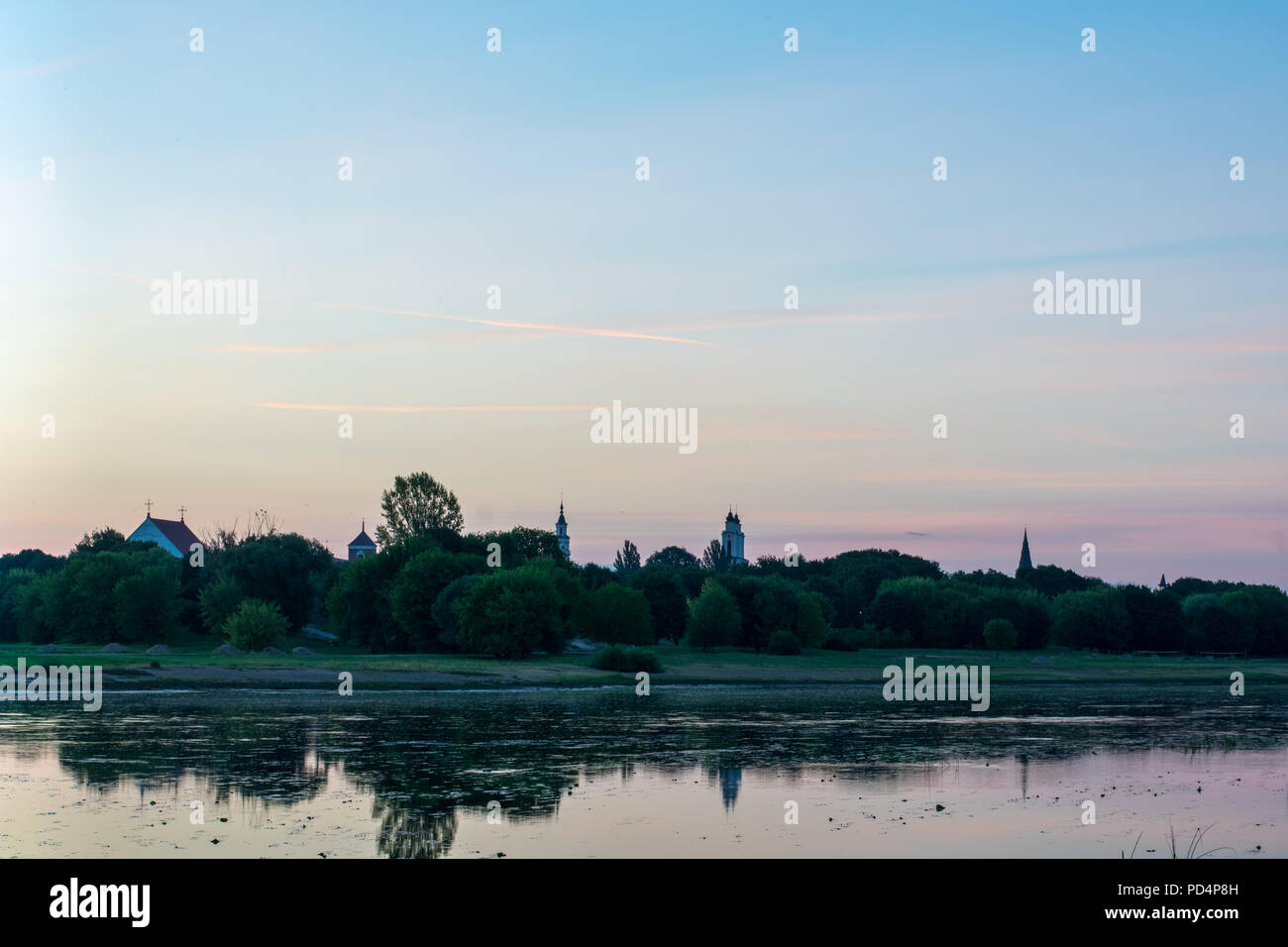 Morgendämmerung in Stadt Kaunas, Litauen. Stockfoto