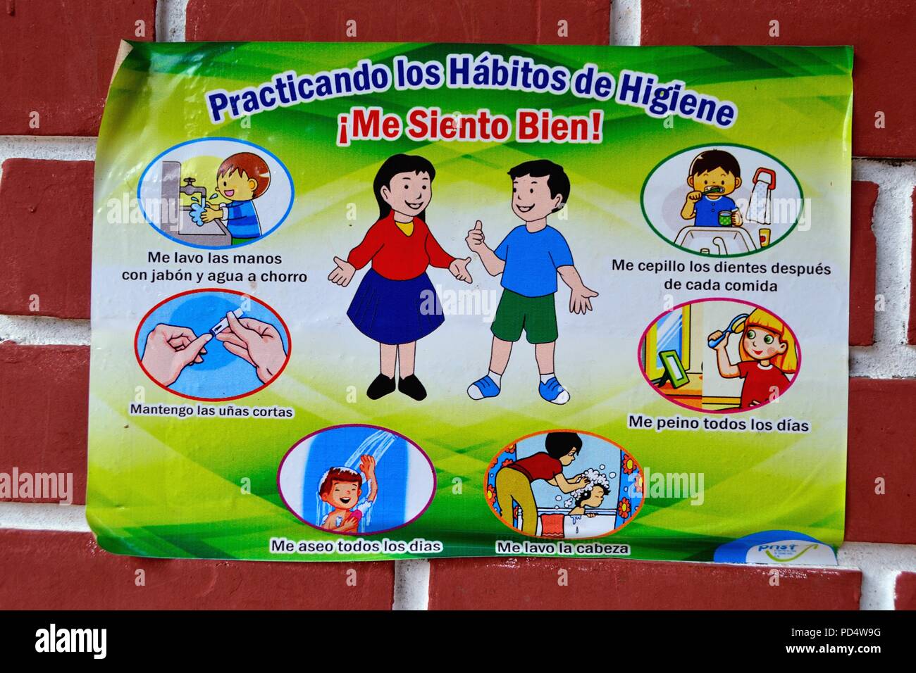 Hygiene Kampagne in El Carmen DE LA FRONTERA - Ecuador border-Huancabamba. Abteilung von Piura. PERU Stockfoto