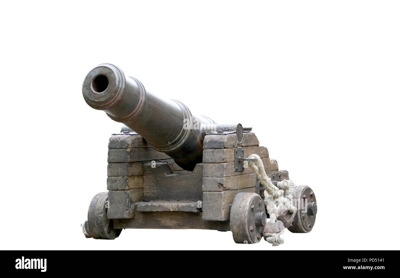 Spanischen Kolonialstil cannon Replik auf weißem Hintergrund Stockfoto