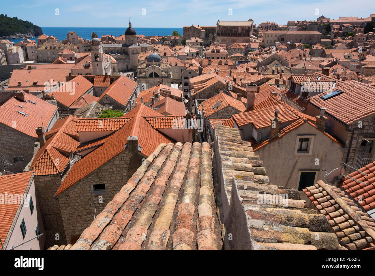 Die Dächer der Altstadt von Dubrovnik, Dubrovnik, Kroatien, Europa Stockfoto