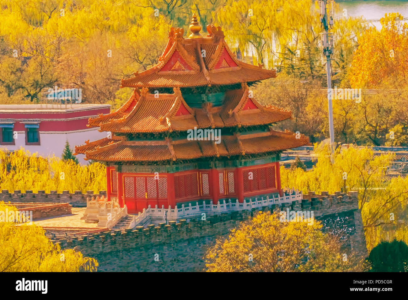 Pfeil Watch Tower Palace Wall Herbst Gugong Forbidden City Palace