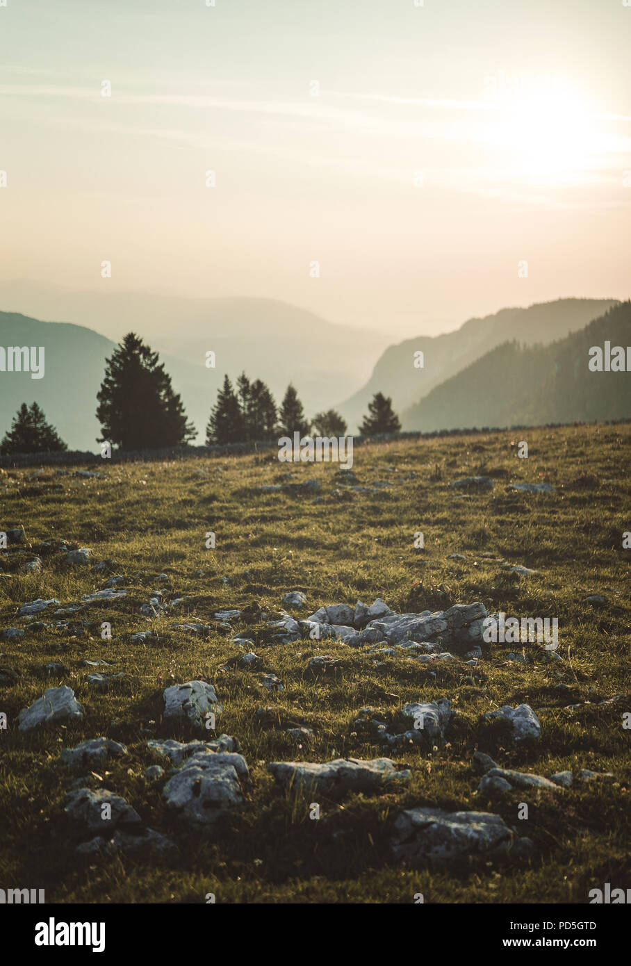 Creux du Van, Schweiz, sunrise Stockfoto