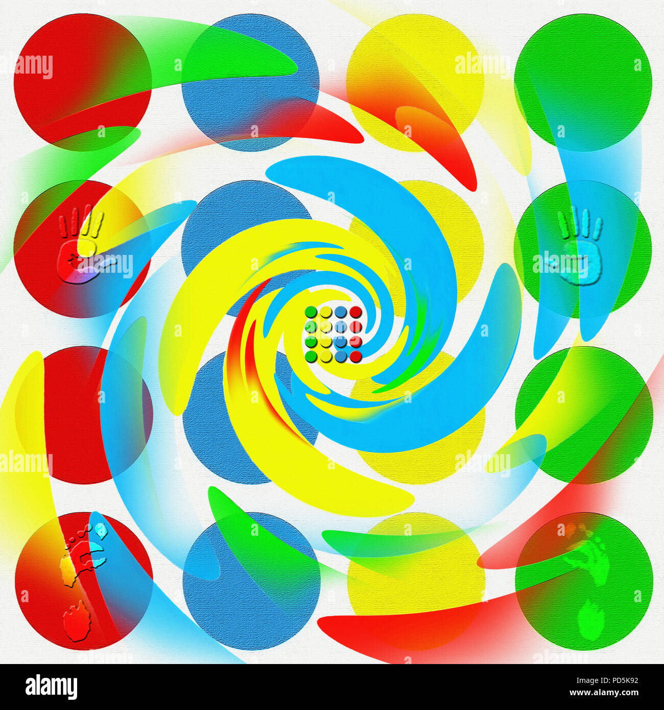 Eine Farbenfrohe Kunstwerke Eines Entspannenden Vielfalt Im Spiel Twister Stockfotografie Alamy