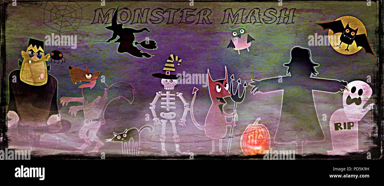 Sie haben Brei, taten sie das Monster Mash. Stockfoto