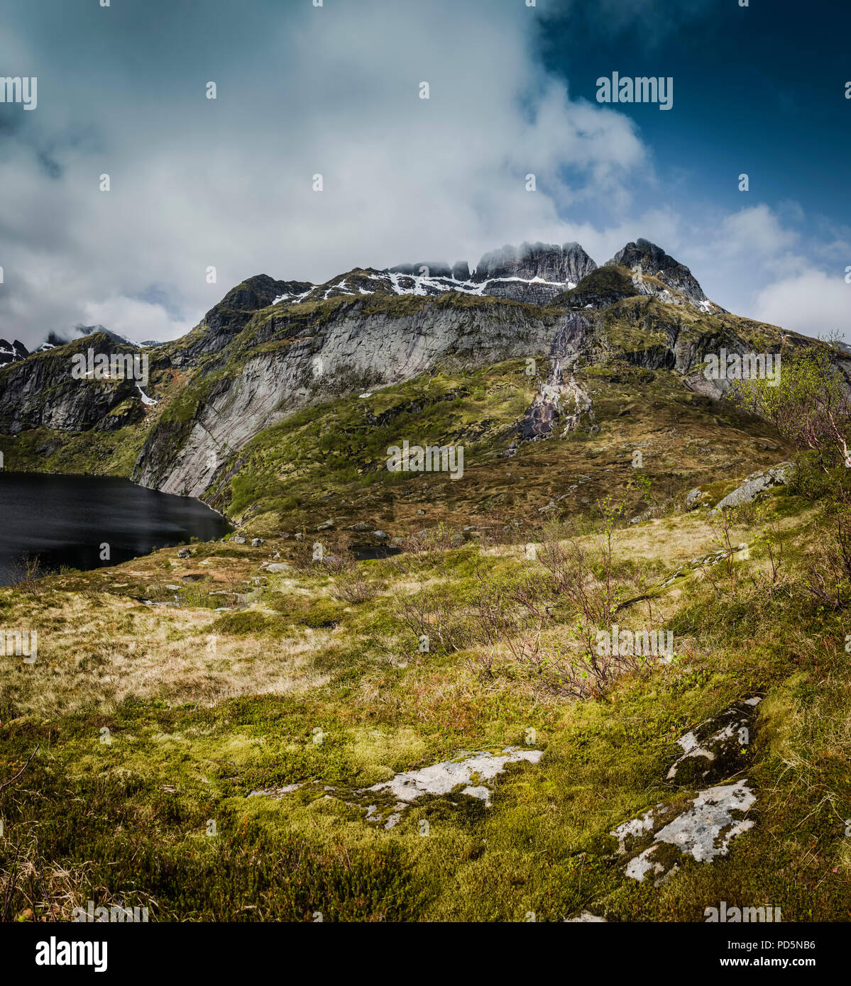 Munkebu Wanderung, Lofoten, Norwegen. Stockfoto