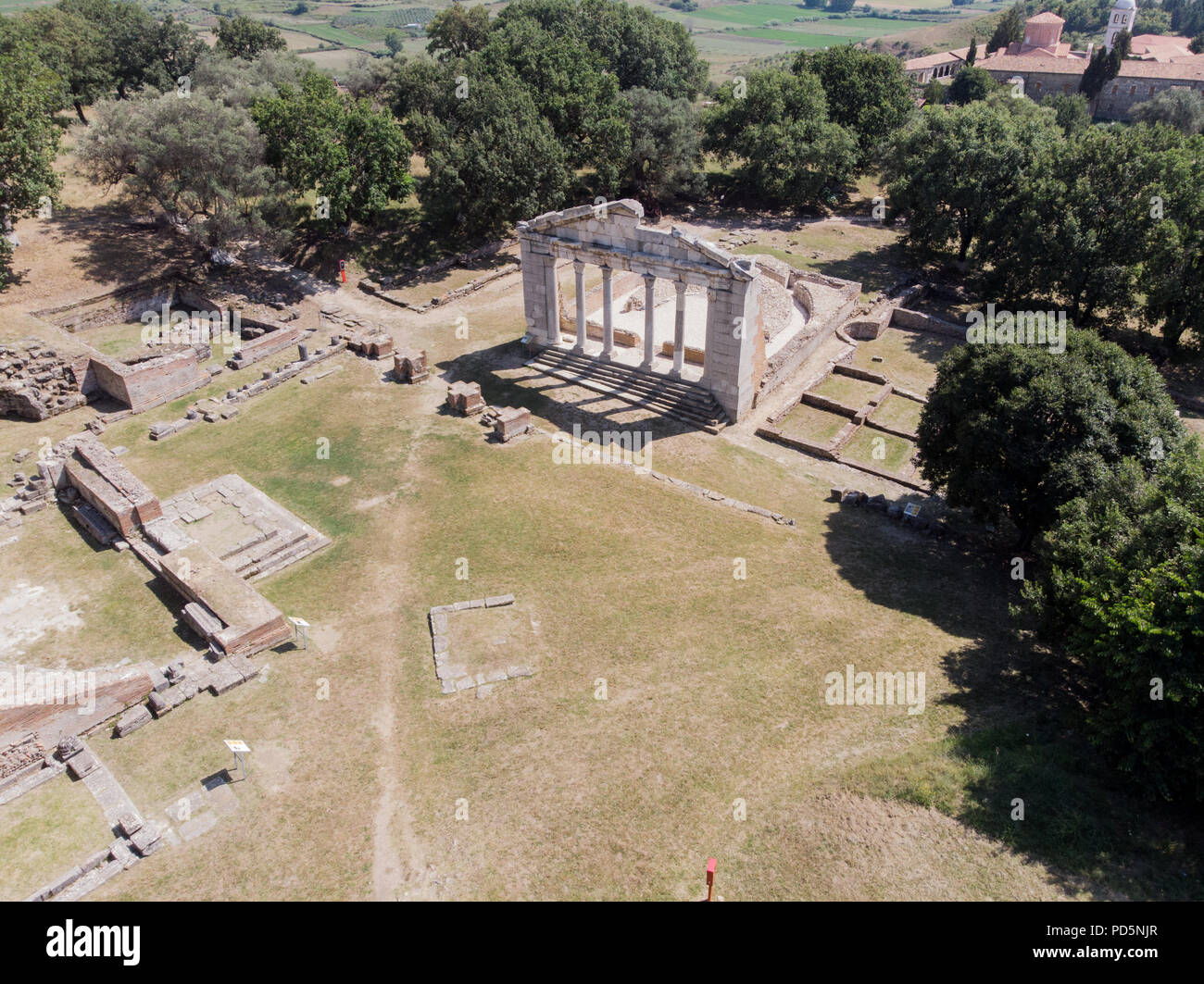 Apollonia war eine antike griechische Stadt am Ufer des Flusses Aous, dem heutigen Albanien. Apollonia wurde 588 v. Chr. von griechischen Kolonisten gegründet. Stockfoto