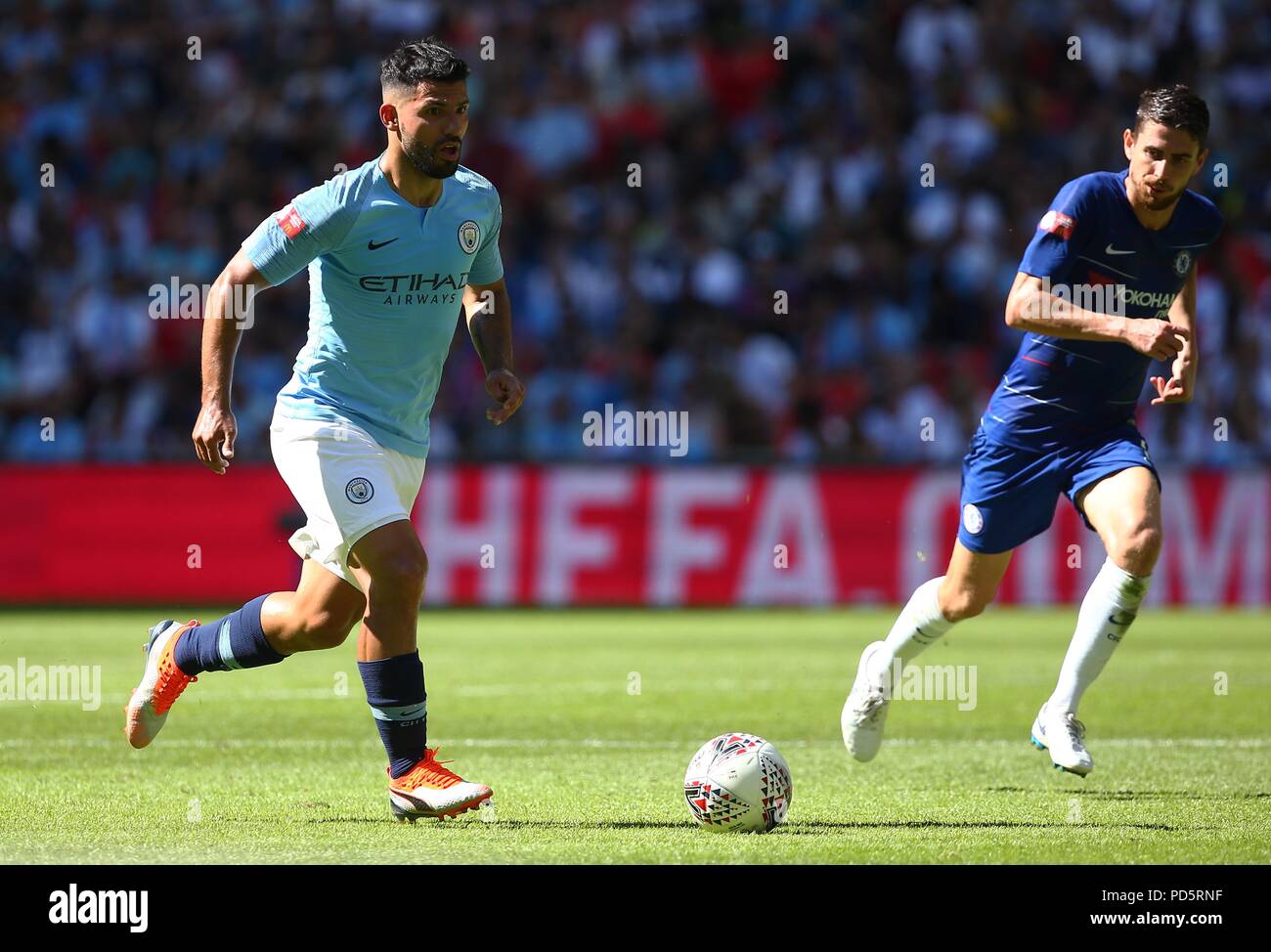 Sergio Agüero von Manchester City während der FA Community Shield Match zwischen Chelsea und Manchester City im Wembley Stadion in London. 05 Aug 2018 Stockfoto
