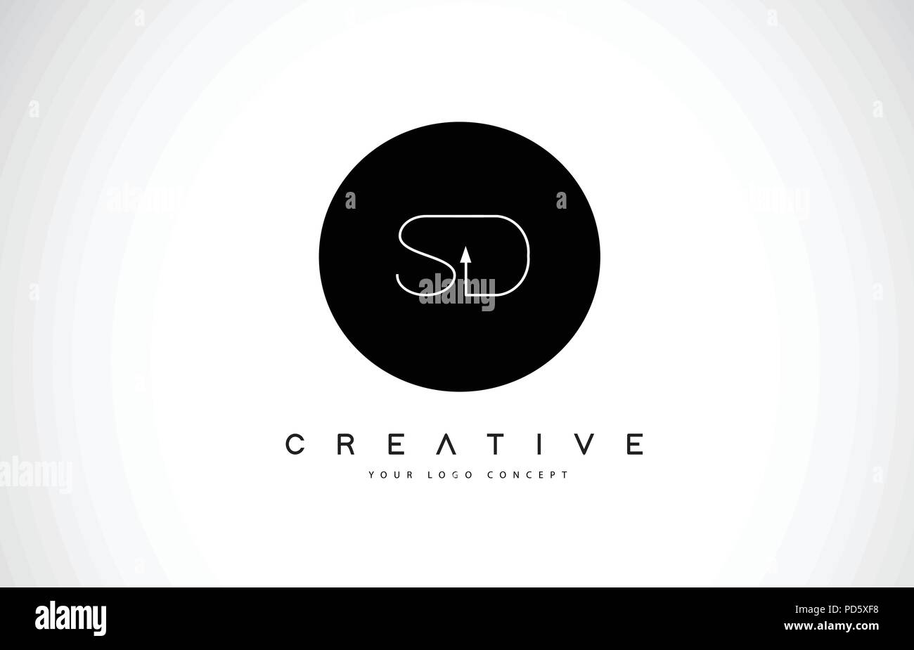 SD-S D-Logo Design mit schwarzen und weissen Kreative Symbol Text schreiben Vektor. Stock Vektor