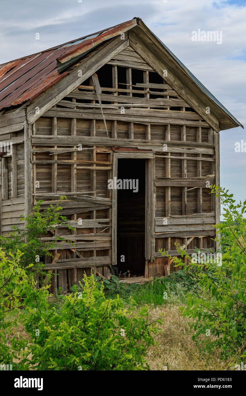 Ruinen einer Grenze Bauernhof im zentralen Oklahoma Stockfoto