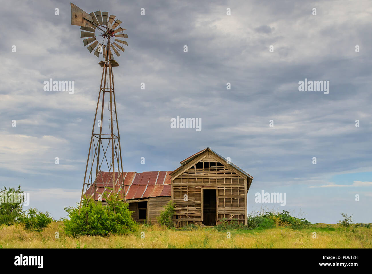 Ruinen einer Grenze Bauernhof im zentralen Oklahoma Stockfoto