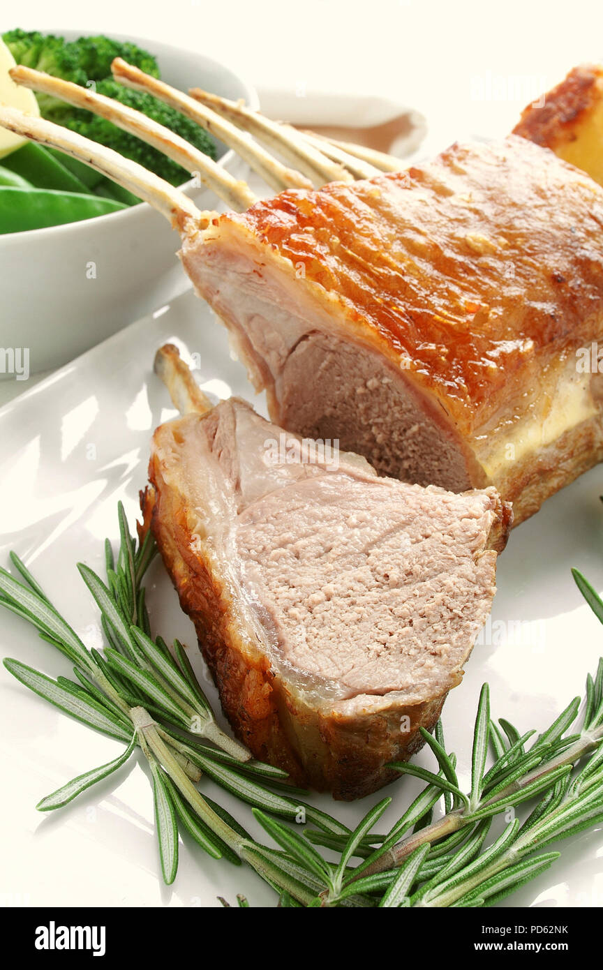 Vergoldete Lammrücken Abendessen Stockfoto