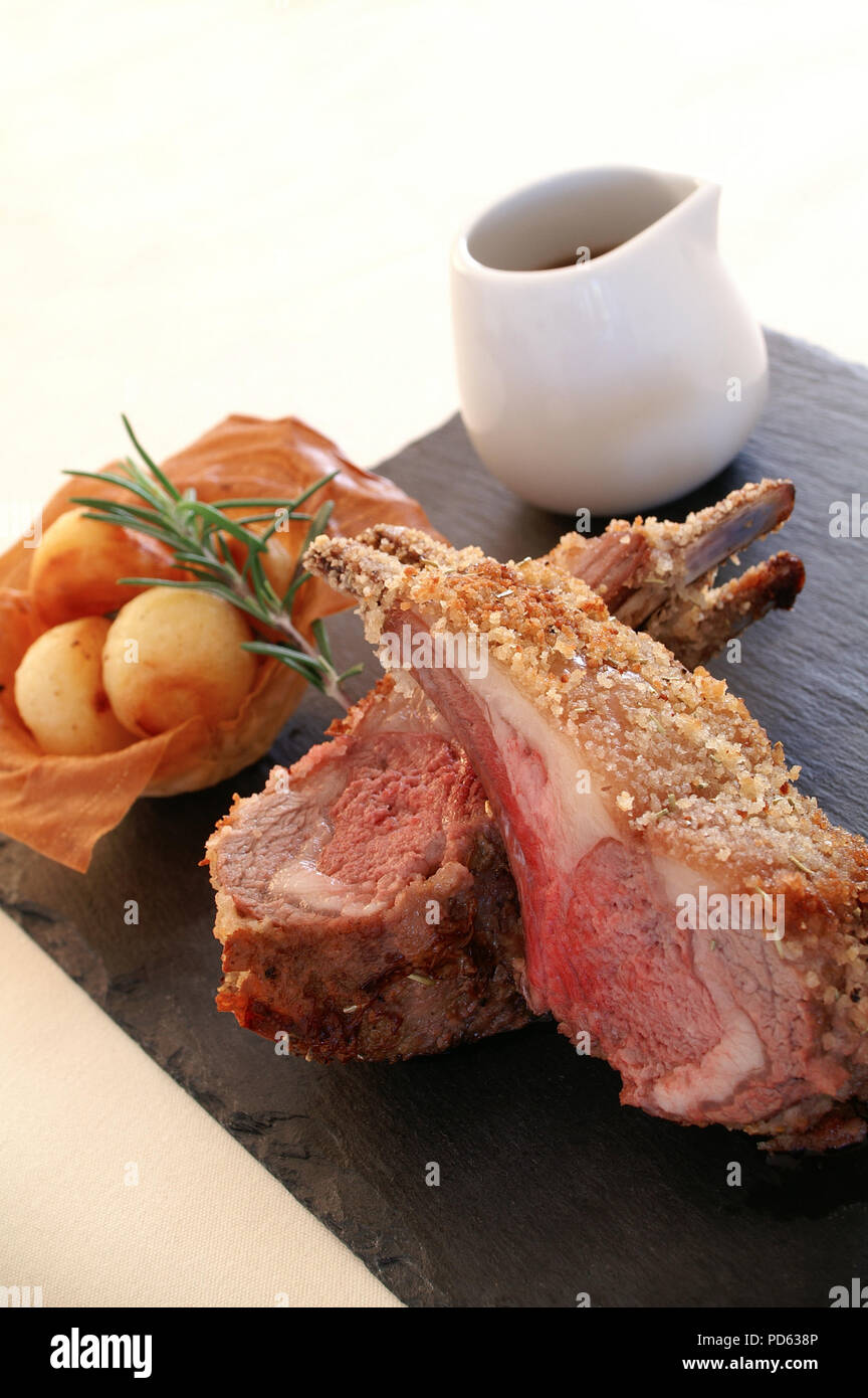 vergoldete Lamm Abendessen Stockfoto