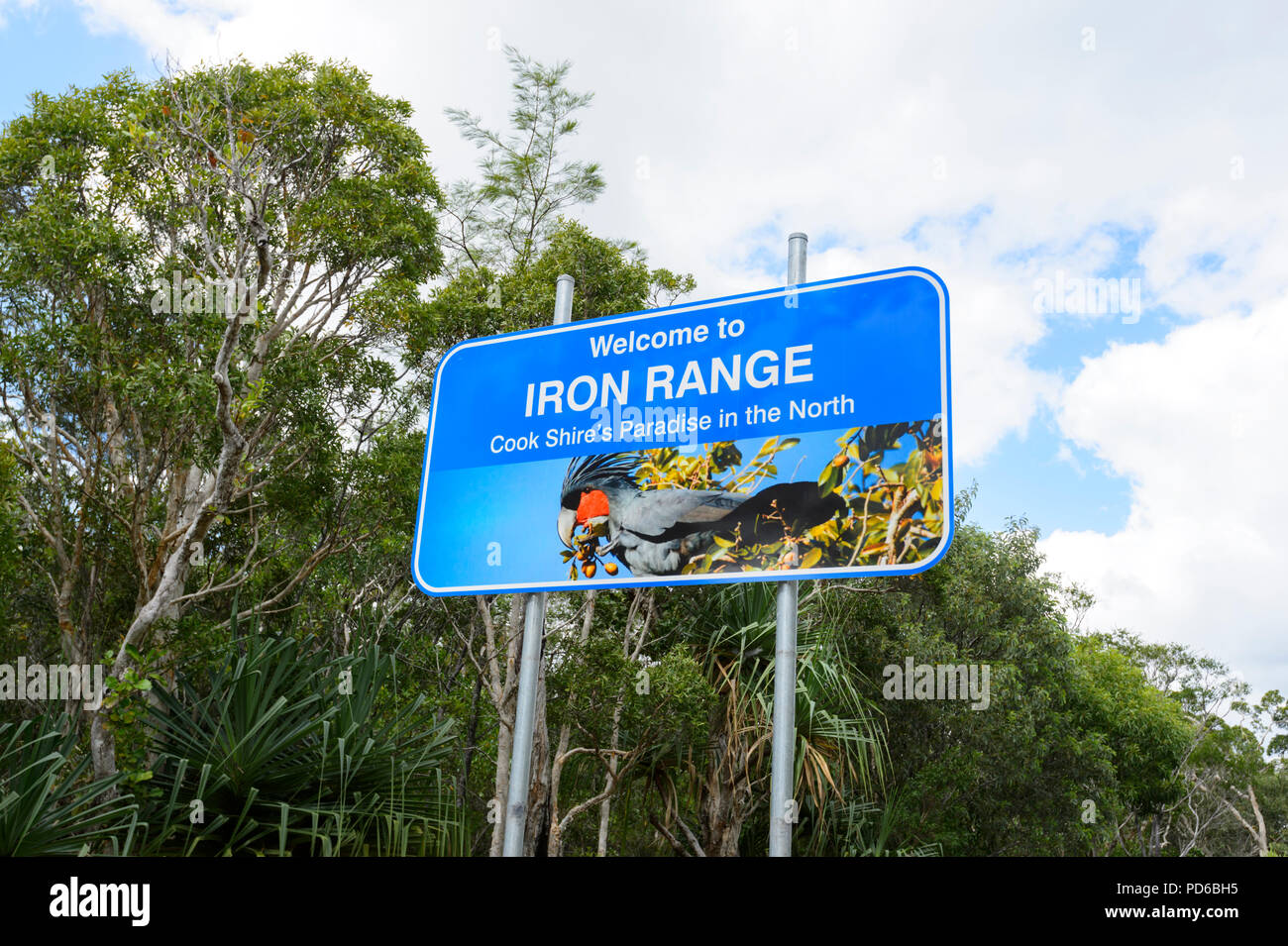 Willkommen bei der Iron Range Beschilderung, Cape York Halbinsel, Far North Queensland, FNQ, QLD, Australien Stockfoto