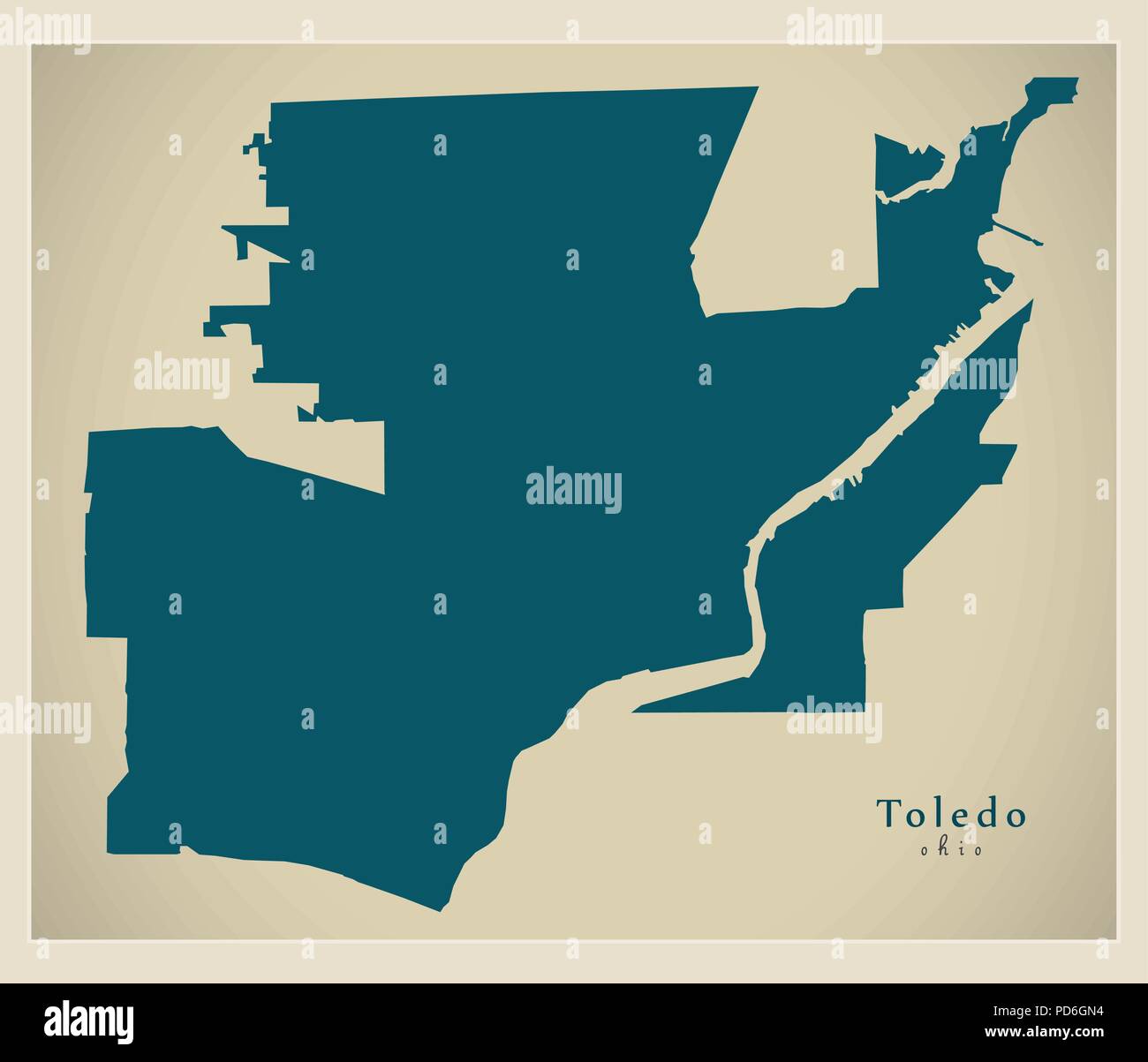 Moderne Stadtplan - Toledo Ohio Stadt der USA Stock Vektor