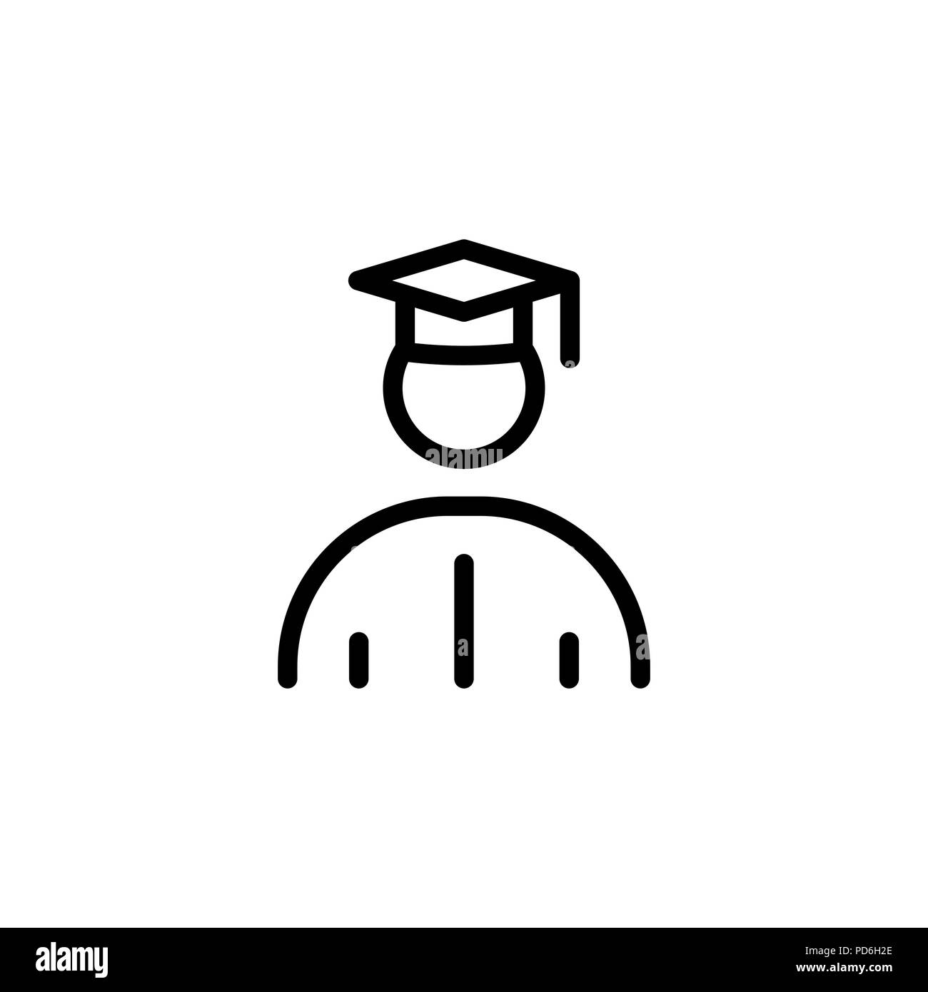 Graduierte Studenten Symbol einfache Flat Style outline Abbildung. Stock Vektor
