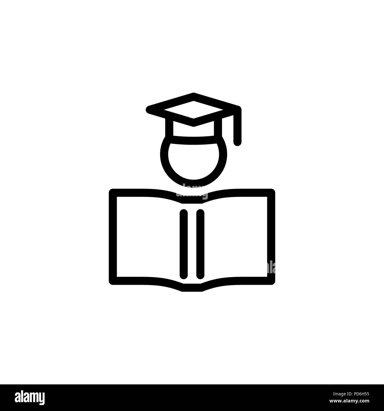Graduierte Studenten Symbol einfache Flat Style outline Abbildung. Stock Vektor