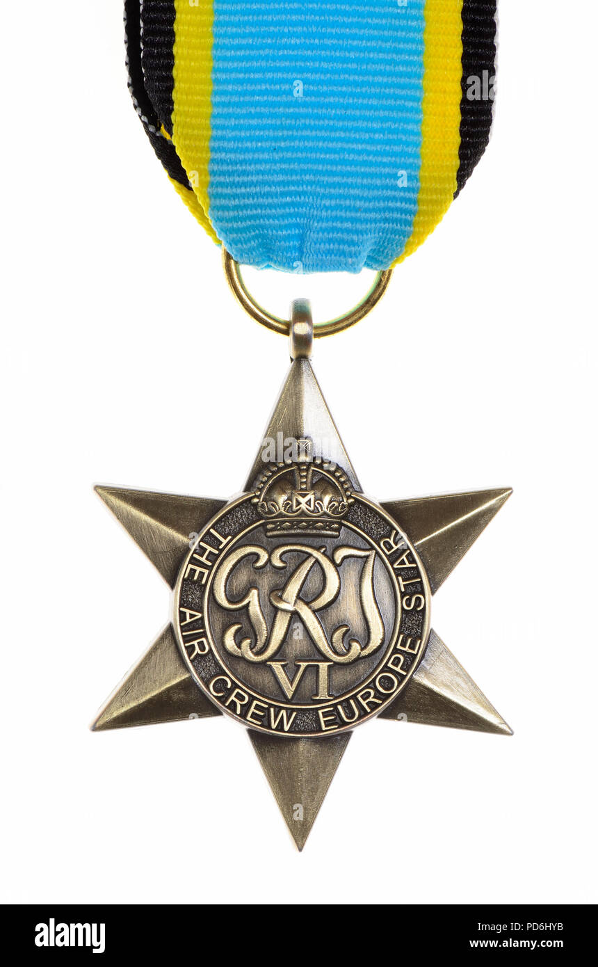 Air Crew Europa Star - Zweiter Weltkrieg Medaille, die vom Vereinigten Königreich im Mai 1945 gegründet für Themen des Britischen Commonwealth für Service in ..... Stockfoto