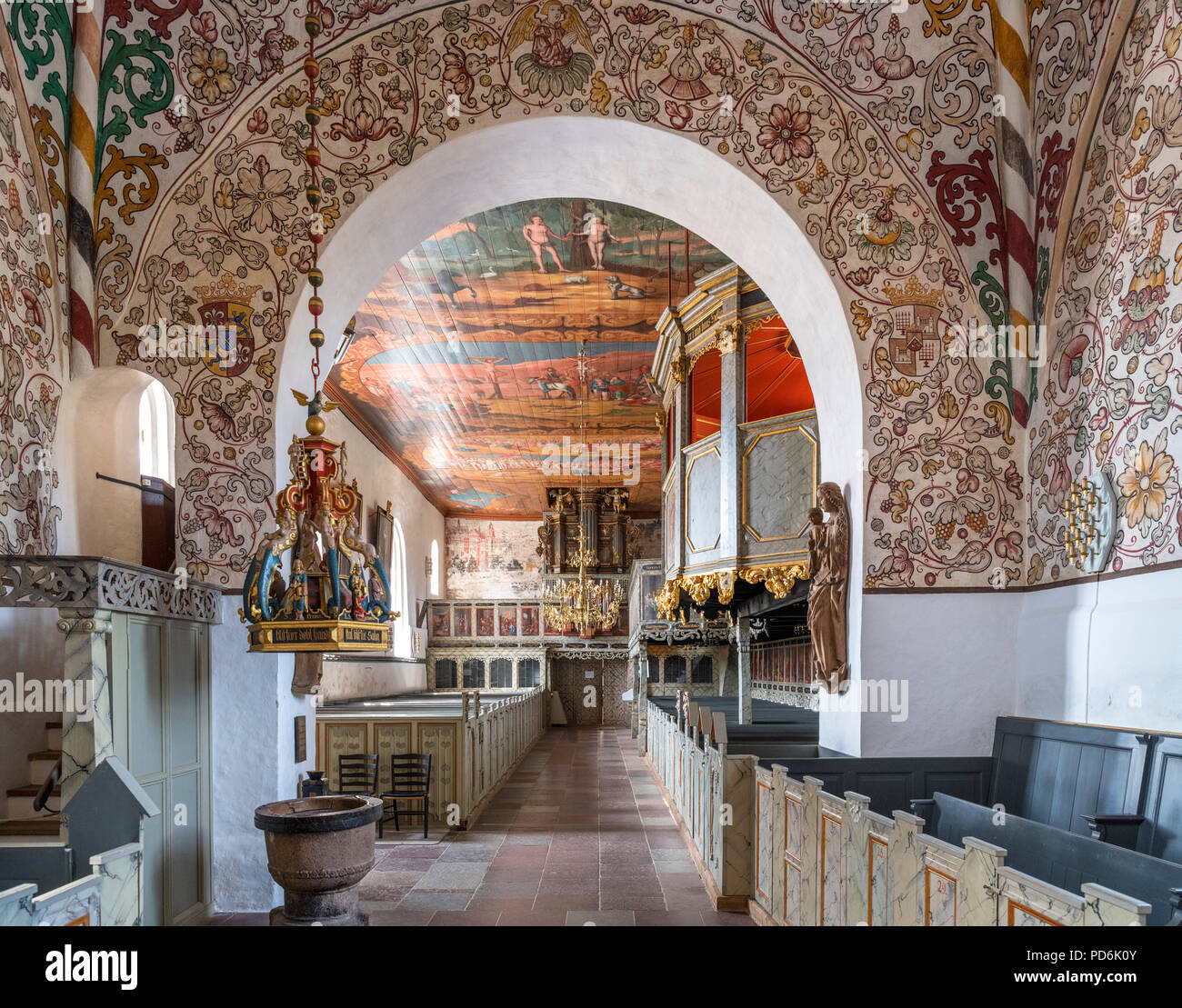 Innenraum der historischen Kirche, møgeltønder Møgeltønder, Südjütland, Dänemark Stockfoto