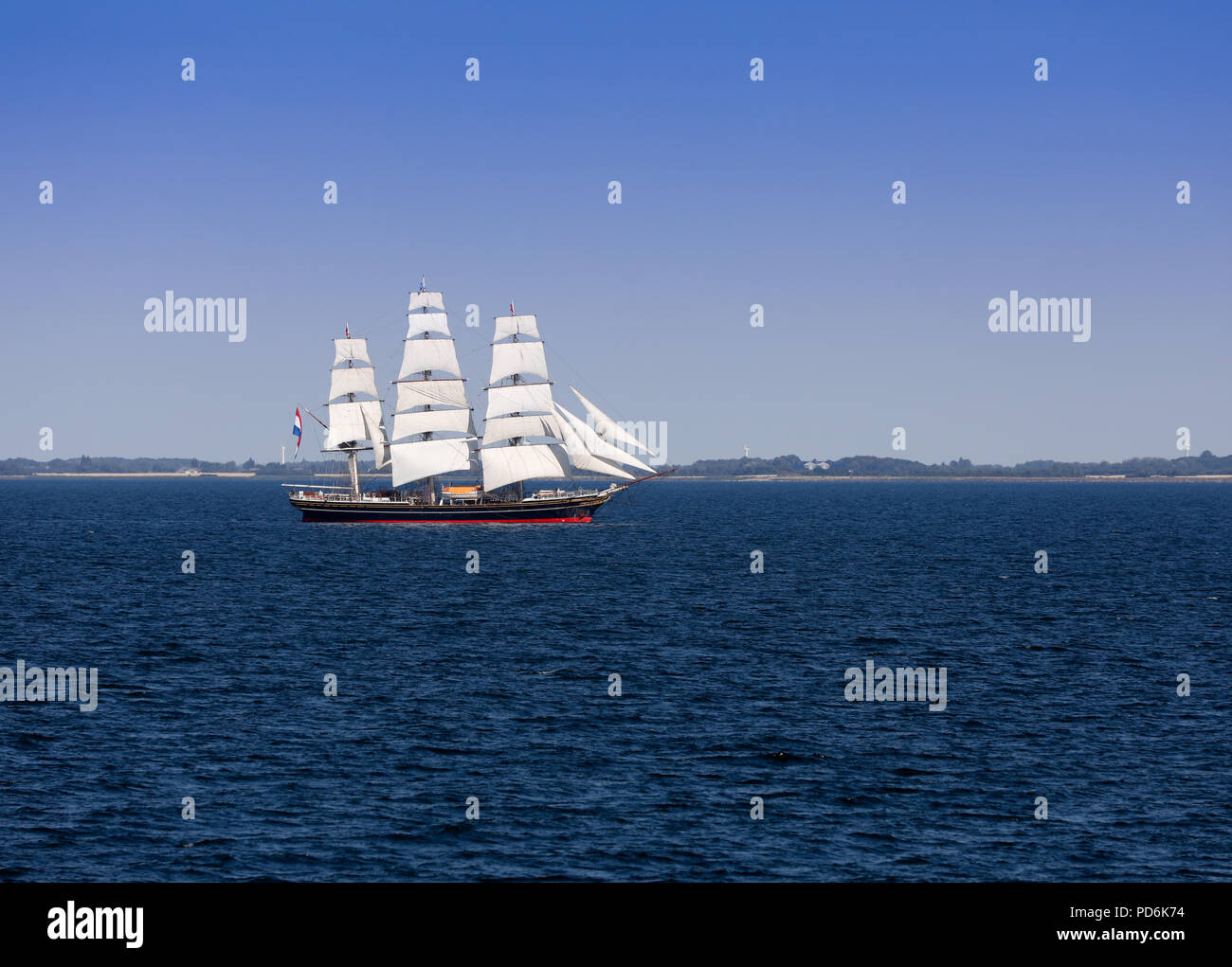 Der Clipper Stad Amsterdam Schiff unter Segeln in der Ostsee Stockfoto