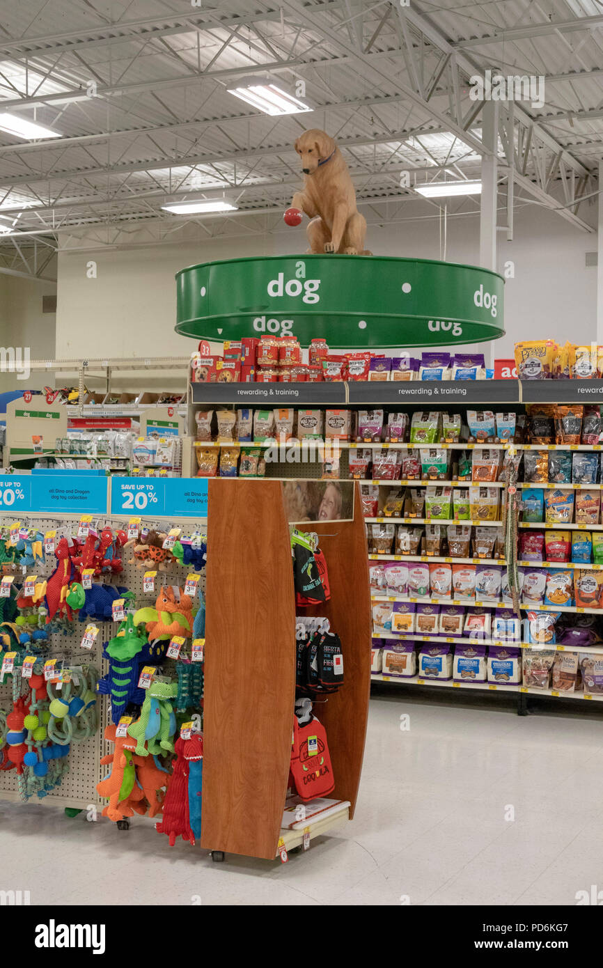 Hund Spielzeug und Belohnung und behandelt, Regale, PetSmart pet store, Kennewick, Washington, USA Stockfoto