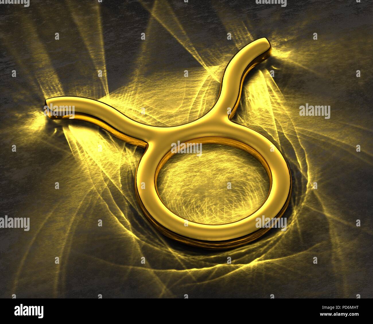 Zeichen des Tierkreises in Gold mit Ätzmittel - Stier Stockfoto