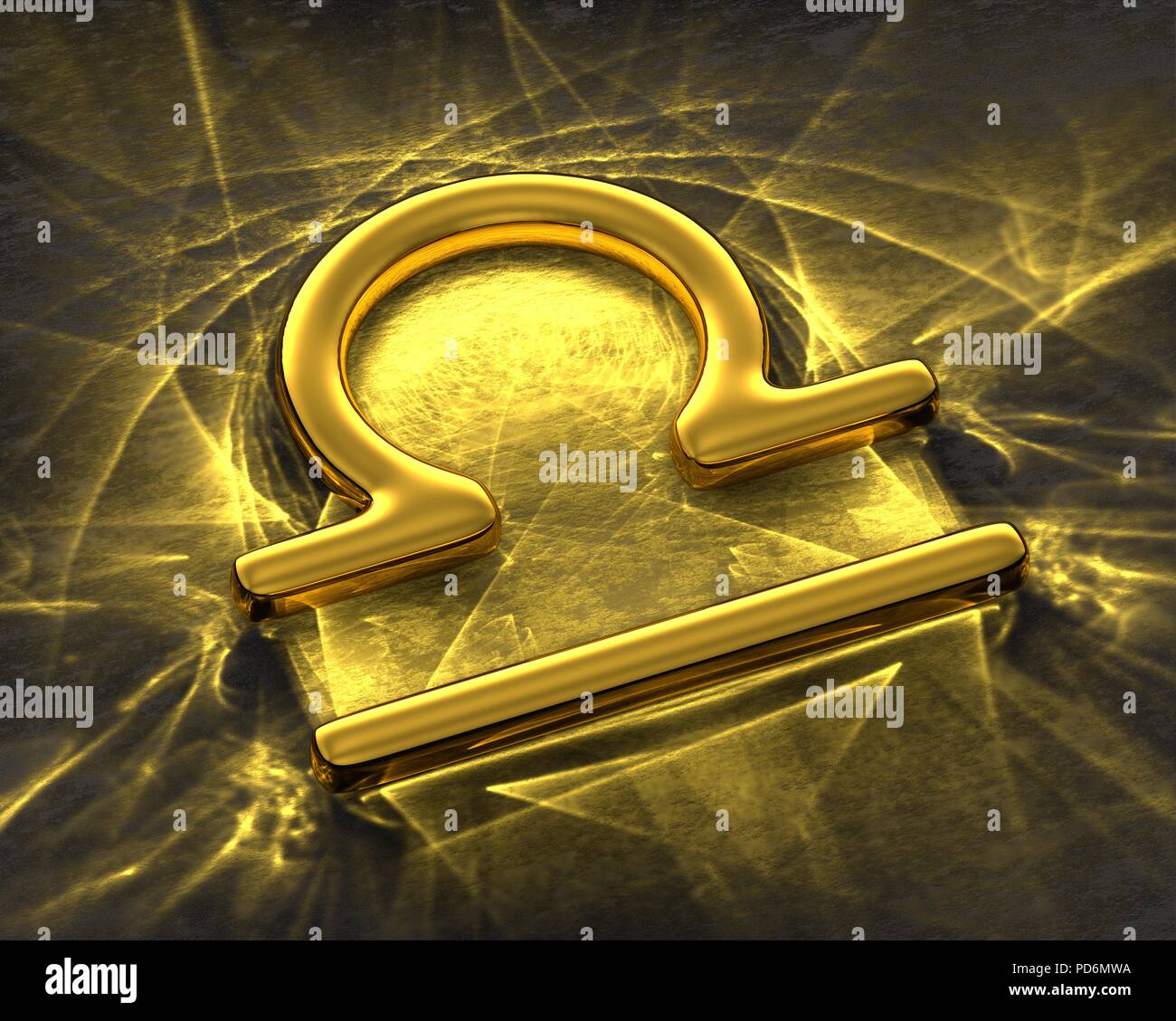 Zeichen des Tierkreises in Gold mit Ätzmittel - Waage Stockfoto