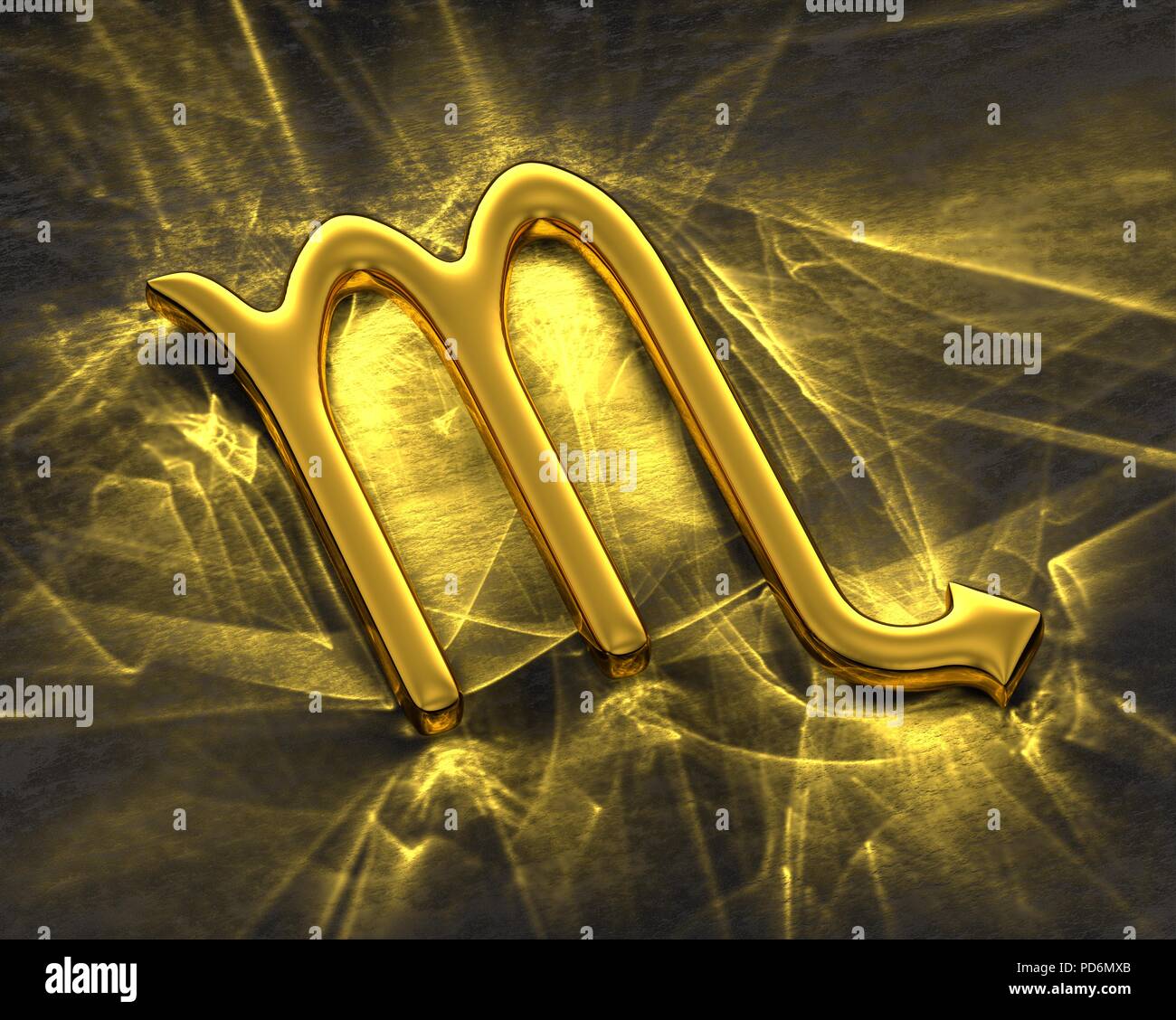 Zeichen des Tierkreises in Gold mit Ätzmittel - Skorpion Stockfoto