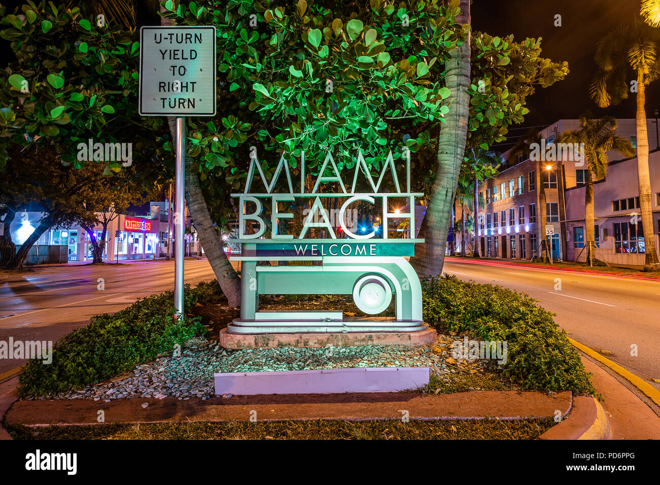 Willkommen in Miami Beach Stockfoto