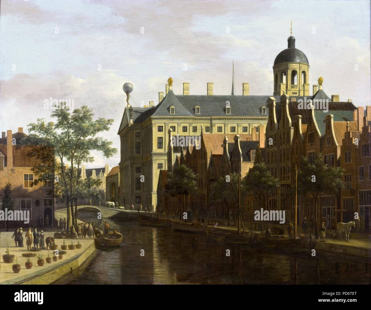 Amsterdam Nieuwezijds Voorburgwal in der Nähe des Bloemmarkt von Gerrit Berckheyde. Stockfoto