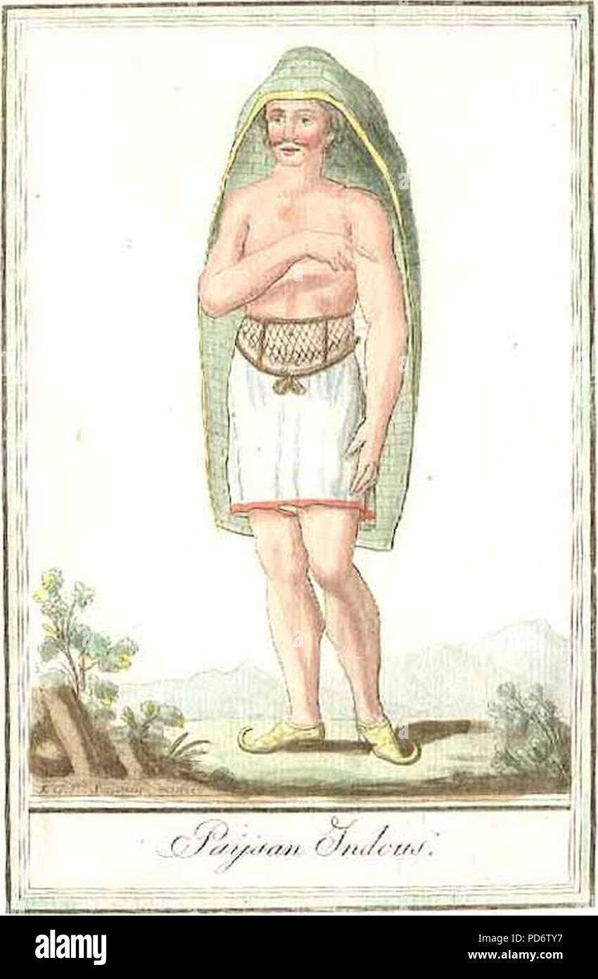 Ein 'indischen Bauern", von Jacques Grasset de Saint-Sauveur und Pierre Sylvain Marechal, 'Kostüme civils actuels de tous les peuples connus", Paris. Stockfoto