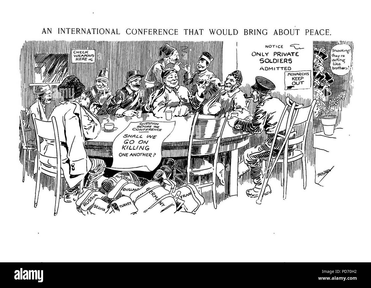 Eine internationale Konferenz über Frieden bringen würde. - Luther D. Bradley. Stockfoto