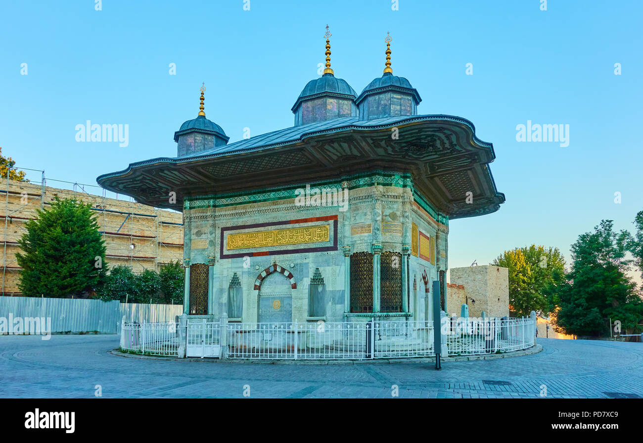 Der Brunnen von Ahmed III in Istanbul, Türkei Stockfoto
