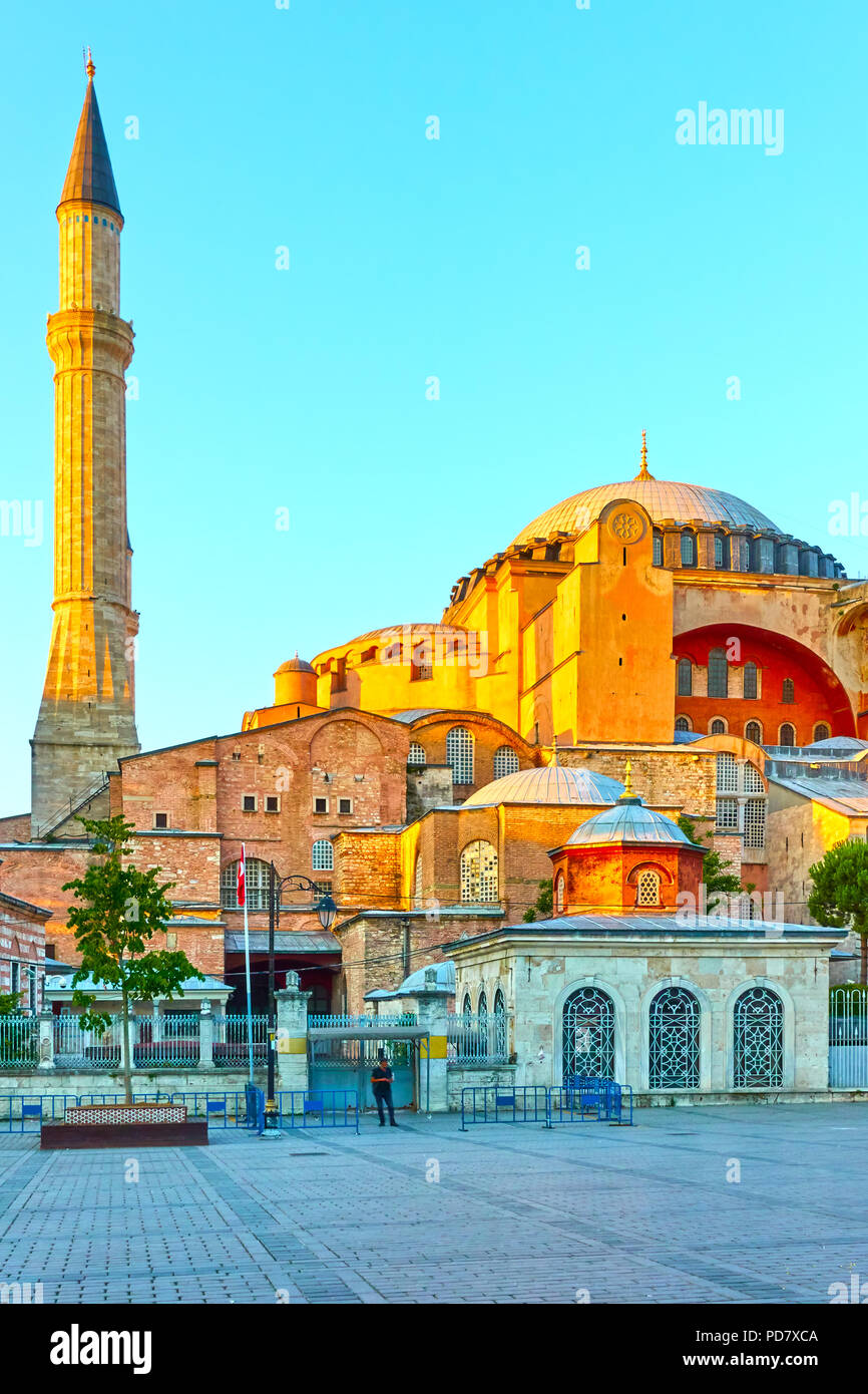 Die Hagia Sophia (Ayasofya) in Istanbul am Abend. Türkei Stockfoto