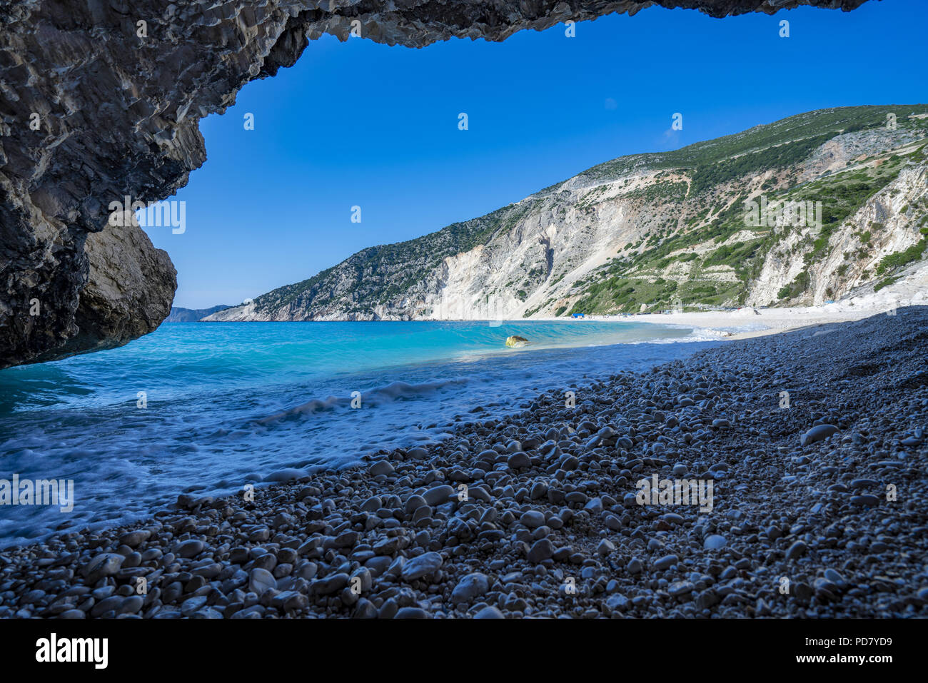 Der Strand von Myrtos auf der Insel Kefalonia Stockfoto