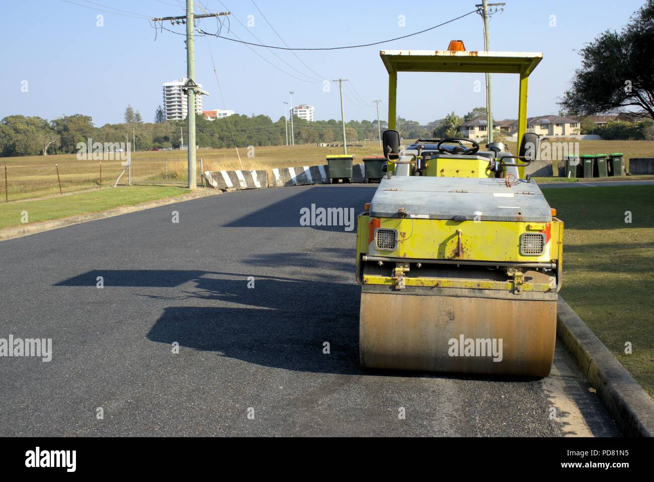 Leerlauf Straßenbau Maschine in Australien Stockfoto