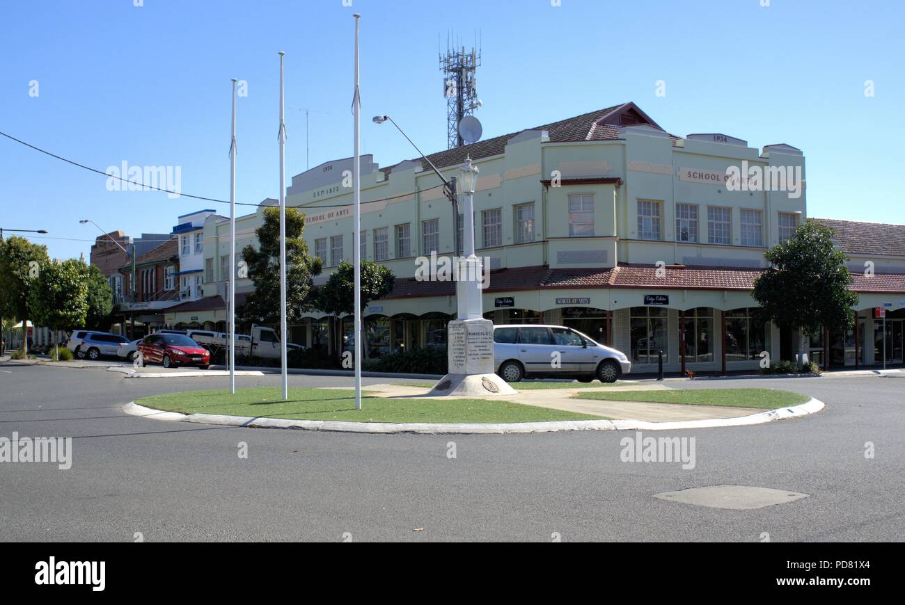 Verkehr auf der Straße Kreisverkehr in Australien, Casino in New South Wales am 6. August 2018. Stockfoto