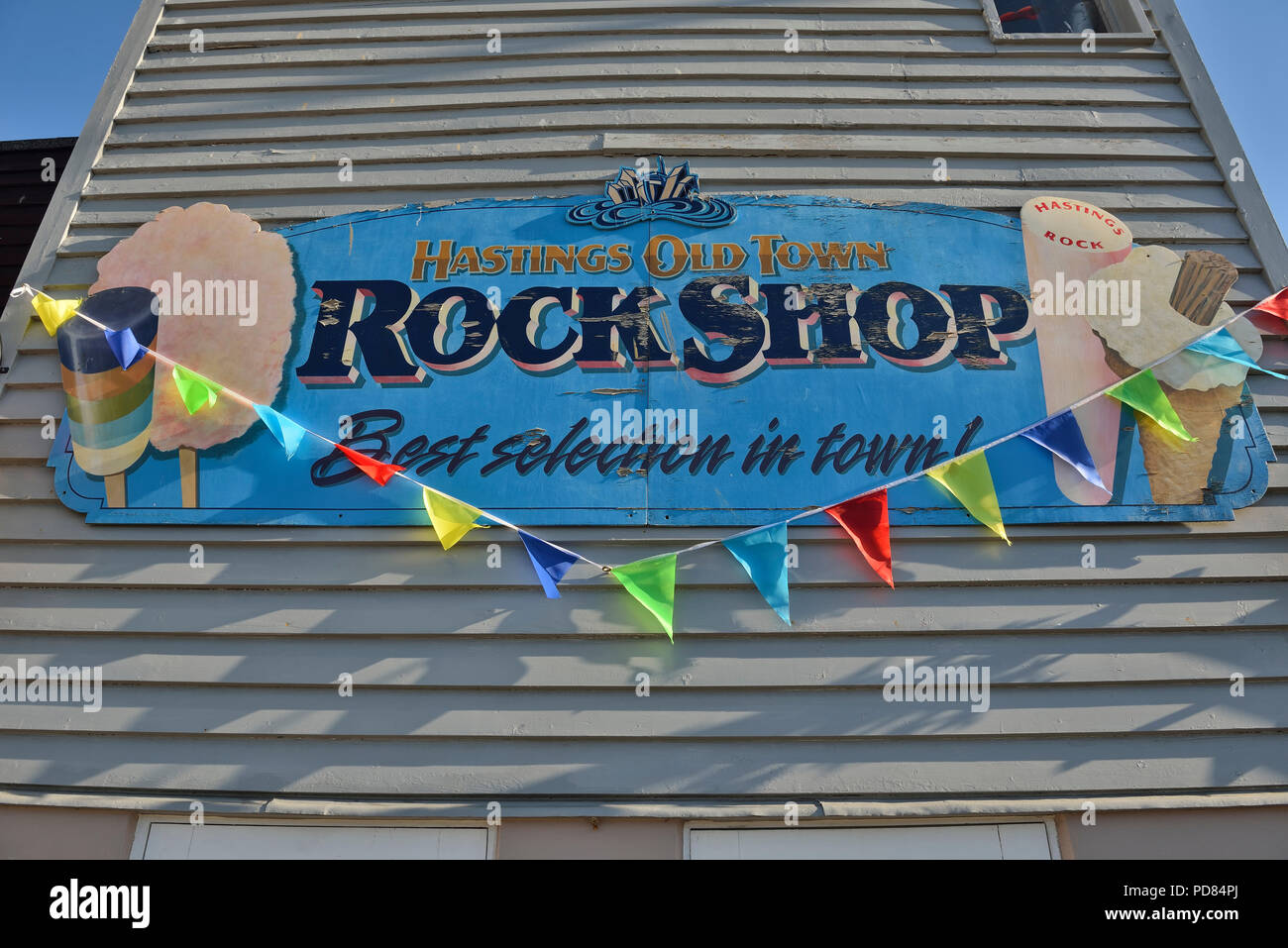 Altstadt von Hastings Rock Shop, East Sussex, England, Großbritannien Stockfoto