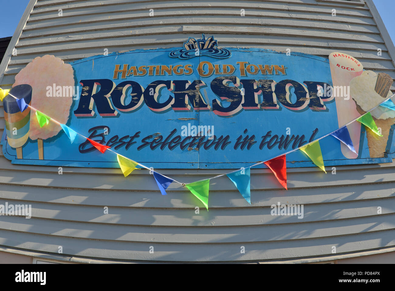 Altstadt von Hastings Rock Shop, East Sussex, England, Großbritannien Stockfoto