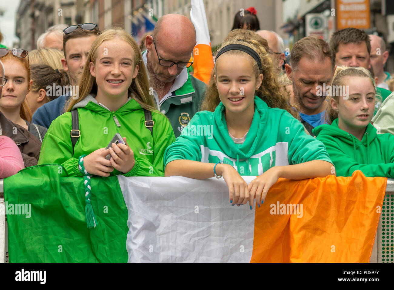 Dublin, Irland. 6. August 2018. Willkommen der irischen Frauen Hockey Team nach Hause nach Wm-Erfolge: Fabrice Jolivet/Alamy leben Nachrichten Stockfoto