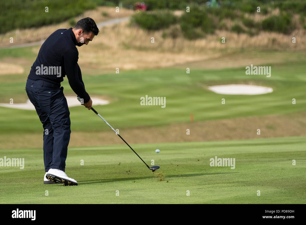 Gleneagles, Schottland, Großbritannien; 7. August, 2018. Praxis Tag in Gleneagles auf die Europameisterschaft 2018. Lee Slattery Annäherung Schuß Credit: Iain Masterton/Alamy leben Nachrichten Stockfoto