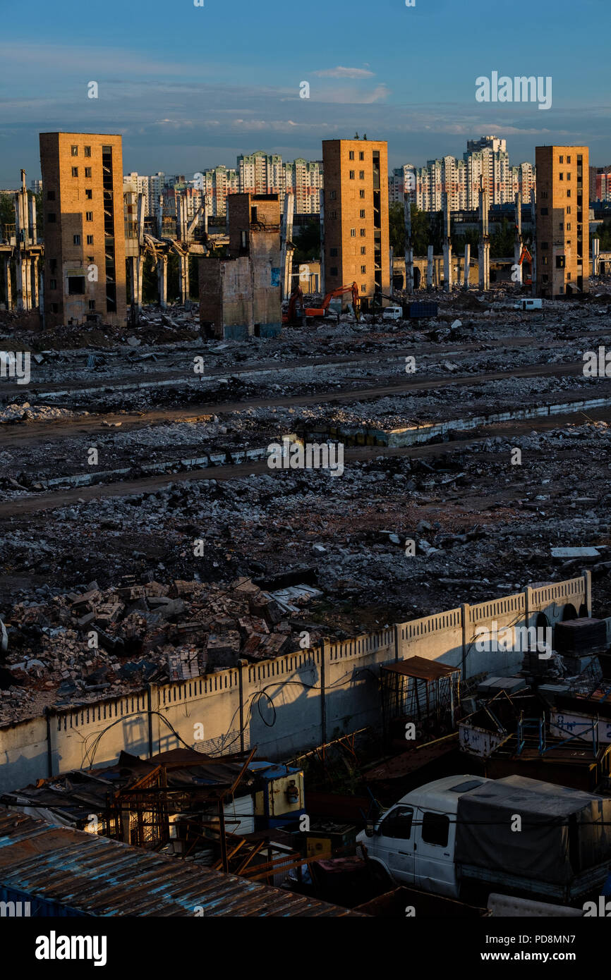 Moskau, Russland - August 5, 2018: die Ruine der ehemaligen ZIL Pflanze, die Kühlschränke und Autos produziert. Stockfoto