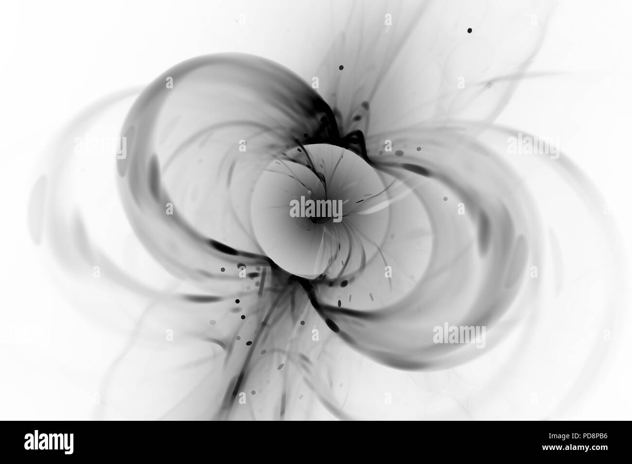 Glühende rotierenden Neutronenstern invertiert Schwarzweiß-Effekt, computer-generierte Zusammenfassung Hintergrund, 3D-Rendering Stockfoto