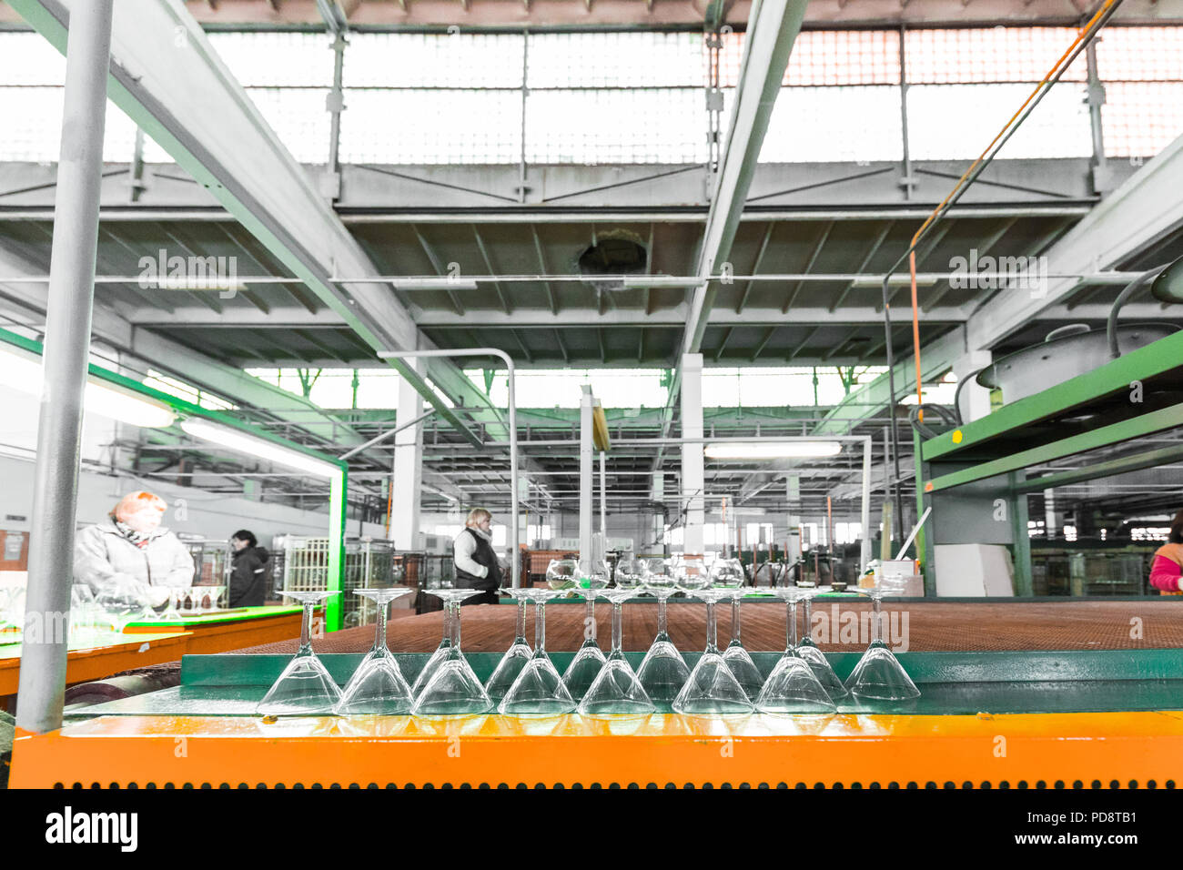 Kelchgläser Branche Herstellung von Glas, bei der Herstellung Stockfoto