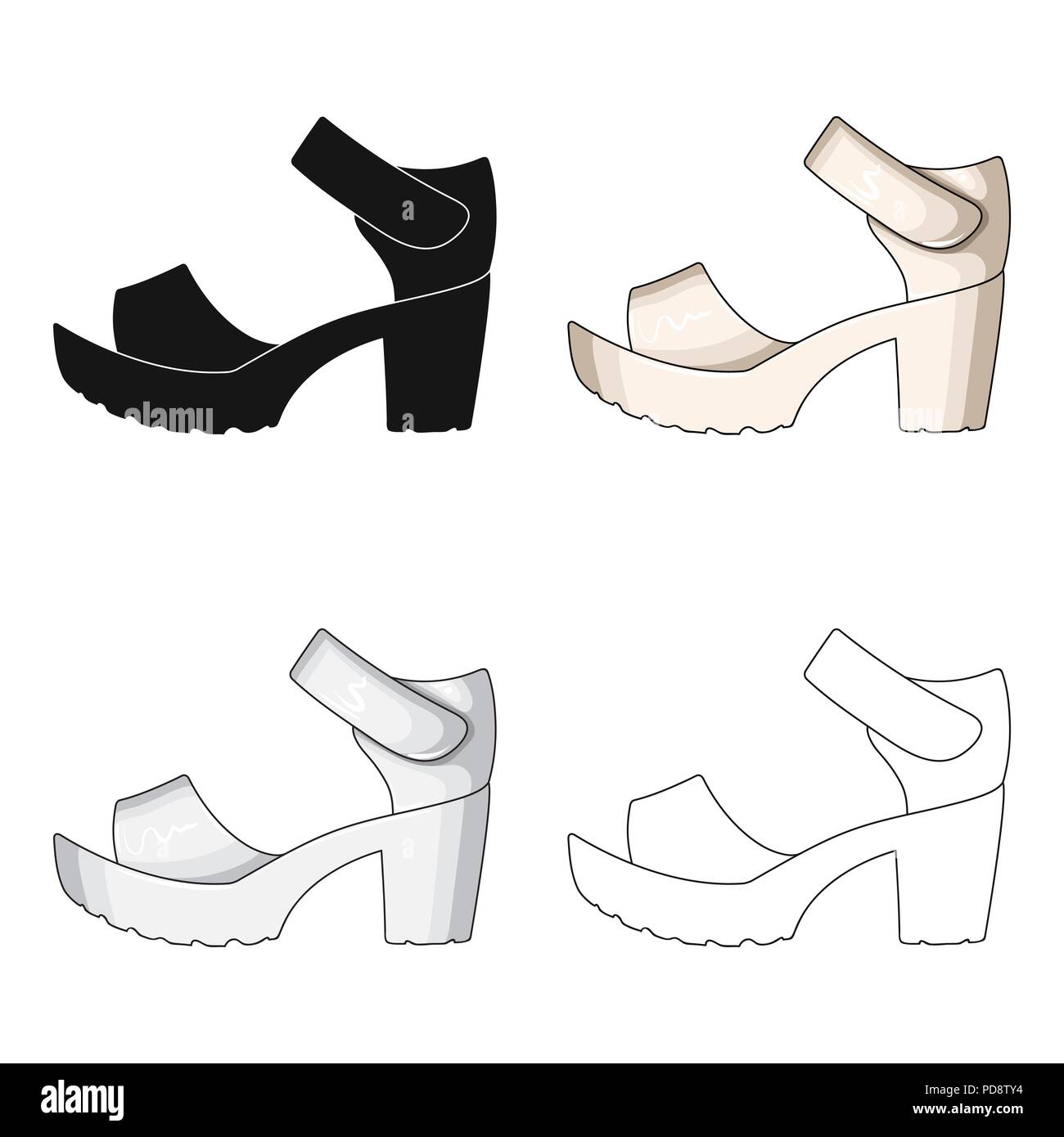 Frauen Sommer weiße Sandalen auf einem nackten Fuß. Unterschiedliche Schuhe  einzelnen Symbol im Comic-stil Vektor Symbol lieferbar web Abbildung  Stock-Vektorgrafik - Alamy