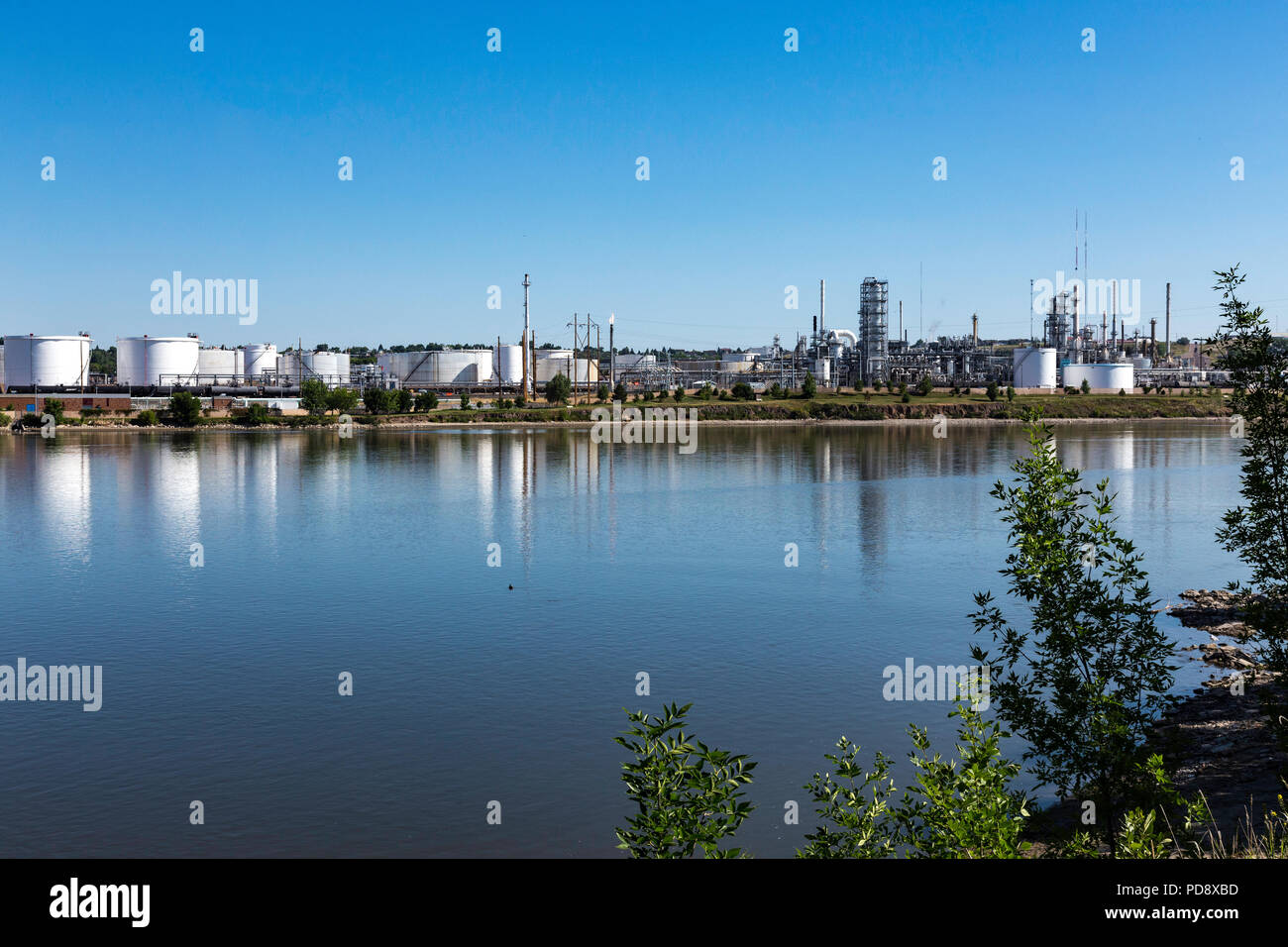 Calumet Montana Raffination auf dem Missouri River in Great Falls, Montana, USA Stockfoto