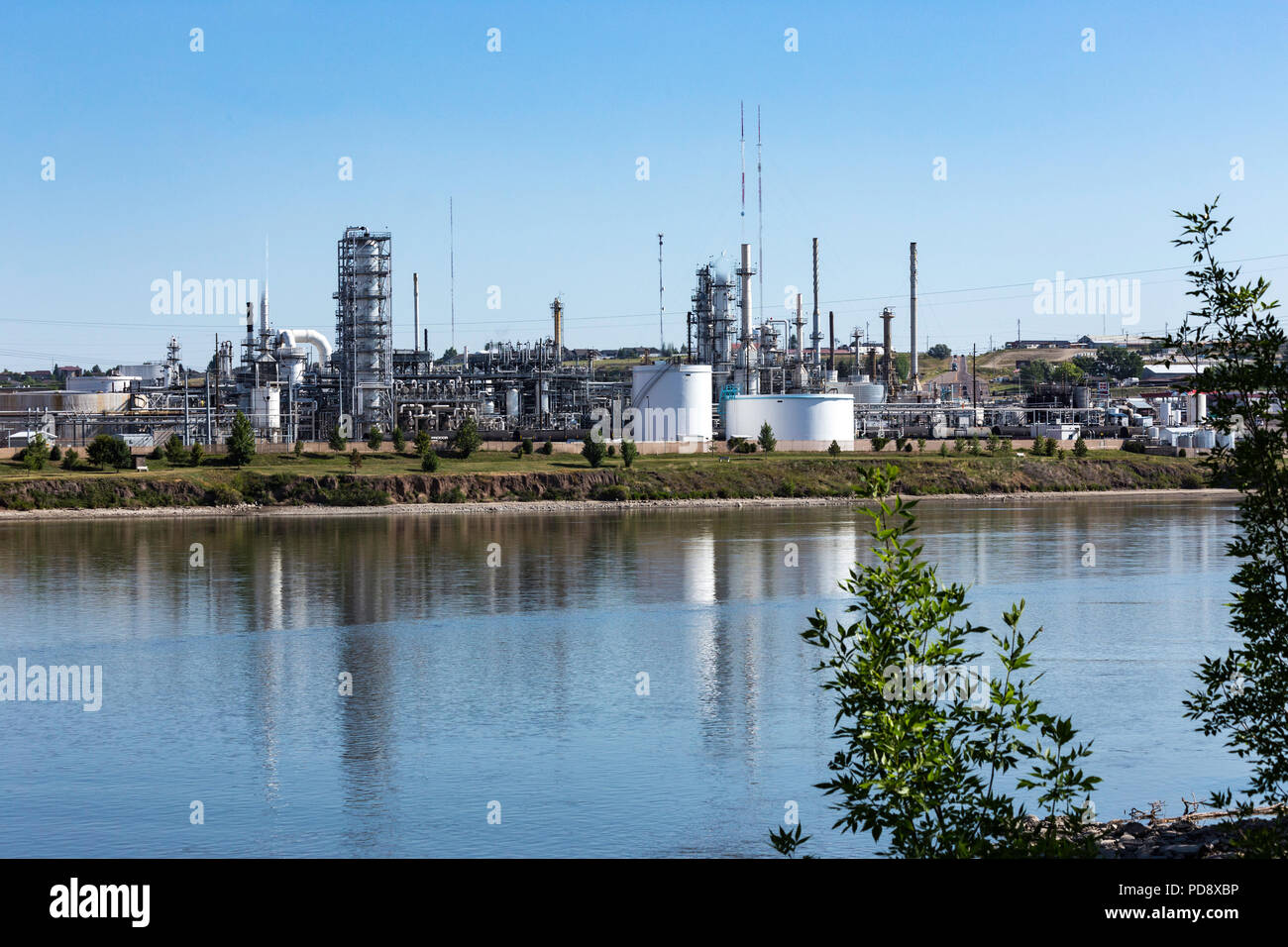 Calumet Montana Raffination auf dem Missouri River in Great Falls, Montana, USA Stockfoto
