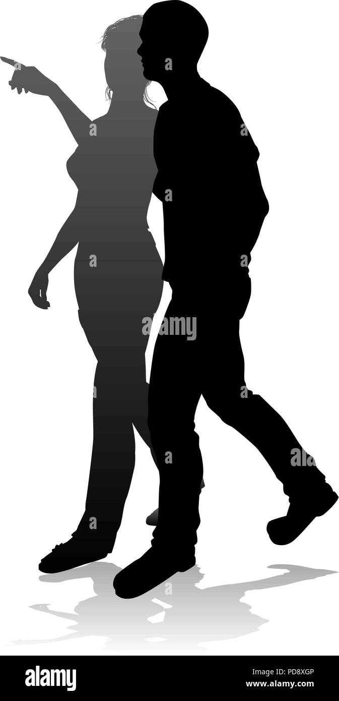 Junges Paar Leute Silhouette Stock Vektor