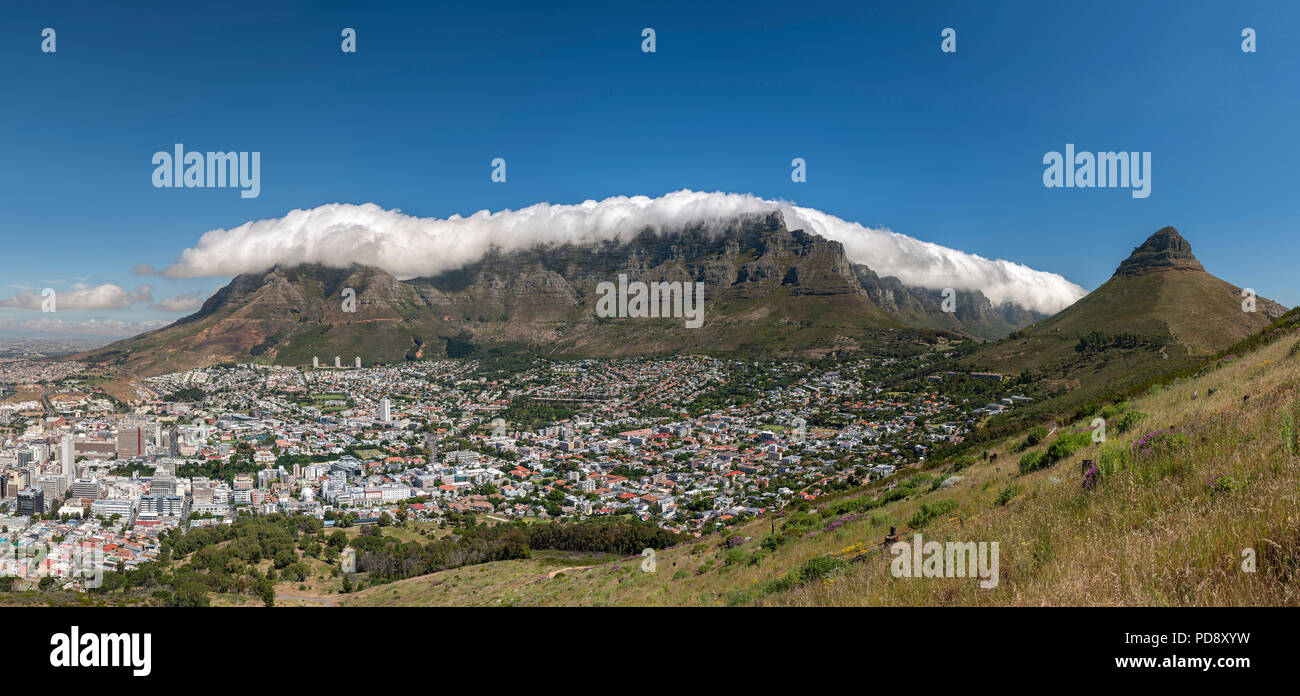 Panoramablick auf den Tafelberg in Kapstadt, Südafrika. Stockfoto